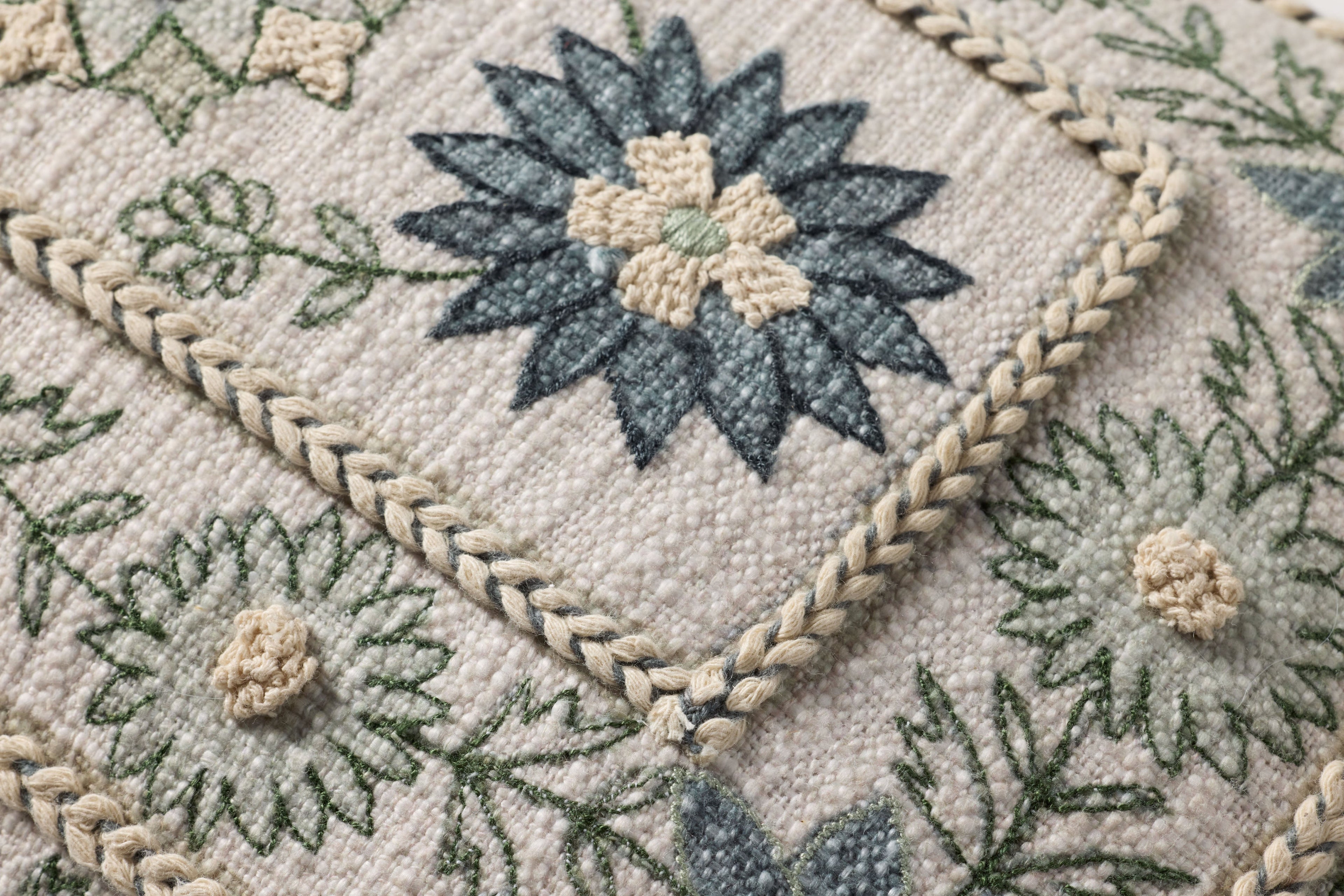 Loloi PLL0158 Floral Embroidered Cotton Lumbar Throw Pillow