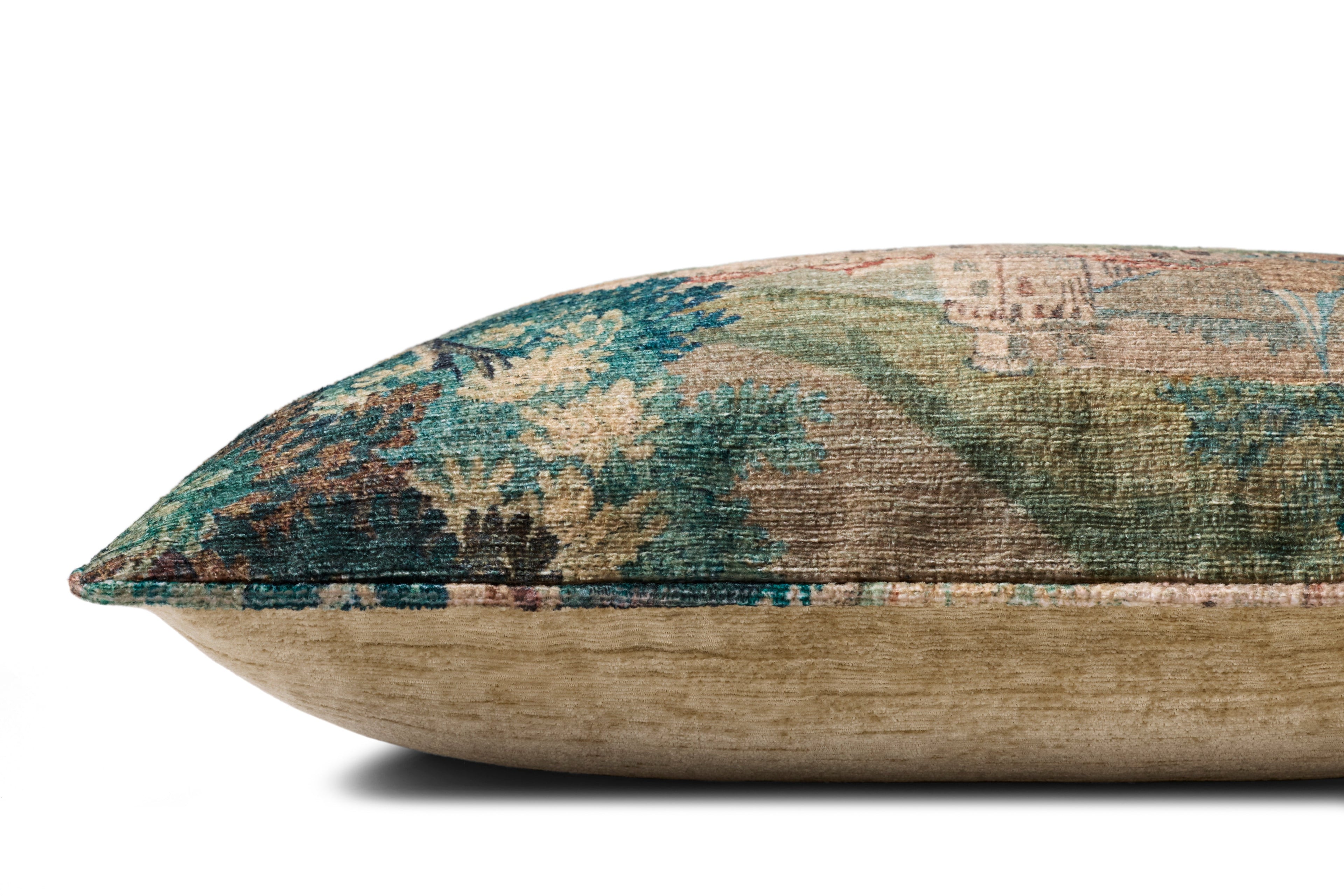 Loloi PLL0211 Green / Multi Forest Pattern Machine-Woven Polyester Lumbar Throw Pillow