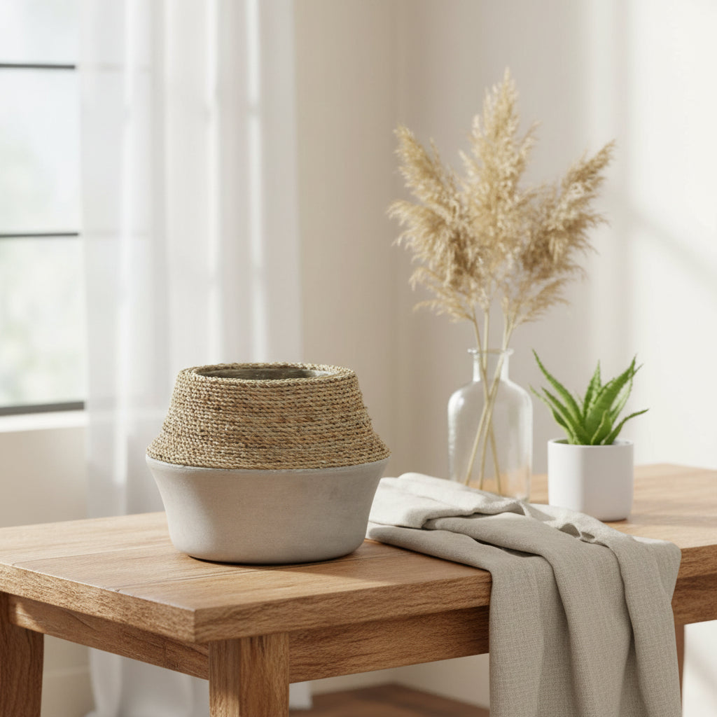LH Home Nature Milk Jug Grass and Concrete Pot
