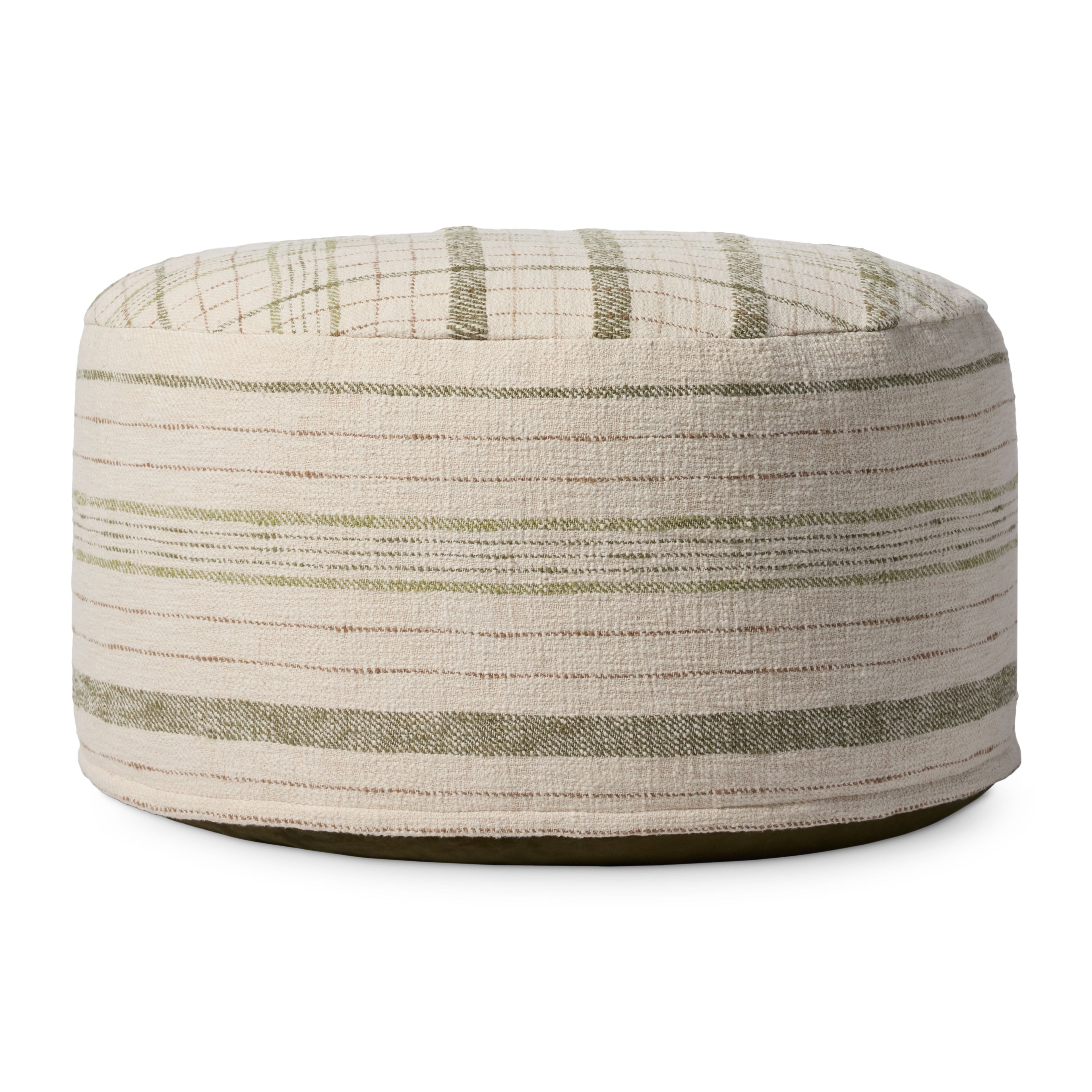 Chris Loves Julia x Loloi Wallace Cream Pouf Ottoman