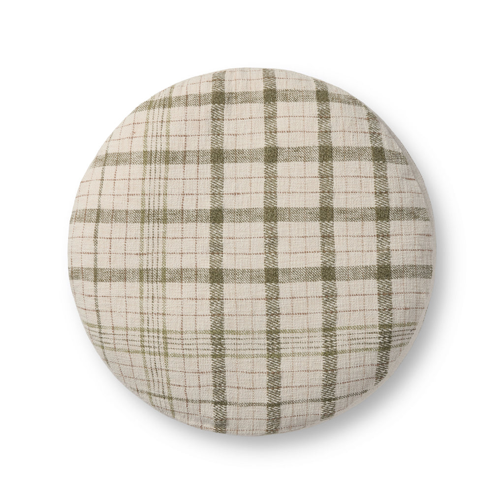 Chris Loves Julia x Loloi Wallace Cream Pouf Ottoman