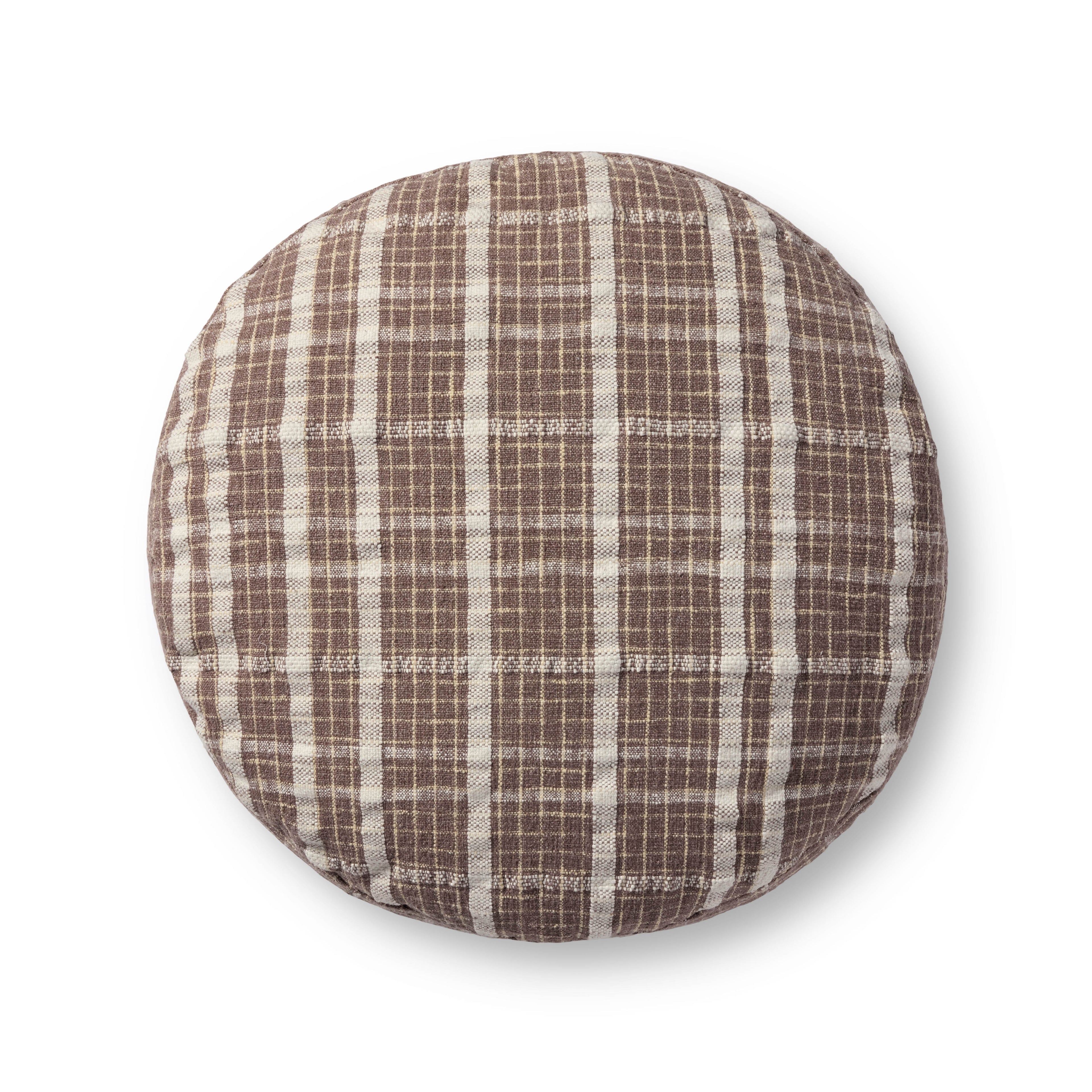 Chris Loves Julia x Loloi Wallace Chocolate Pouf Ottoman