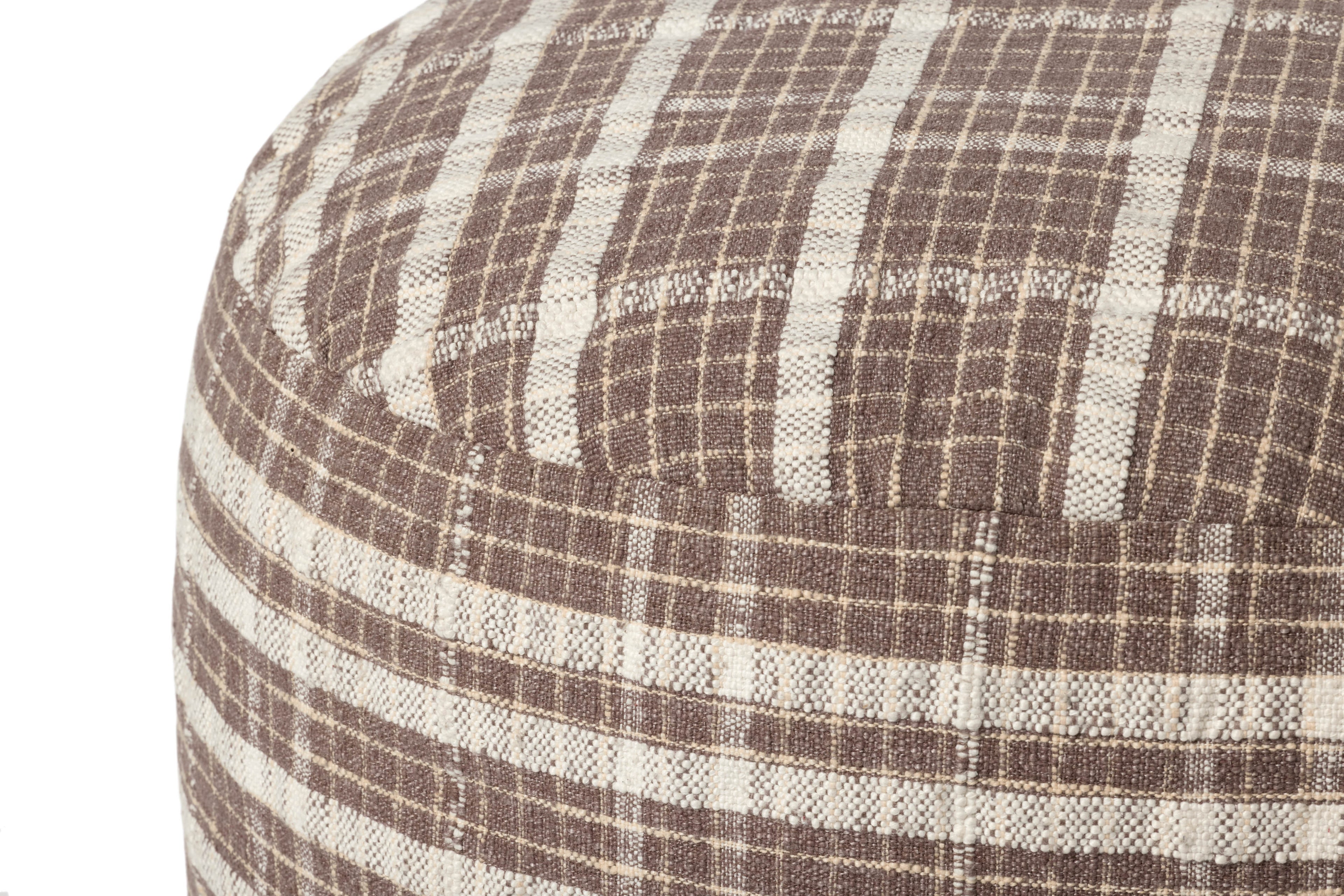 Chris Loves Julia x Loloi Wallace Chocolate Pouf Ottoman