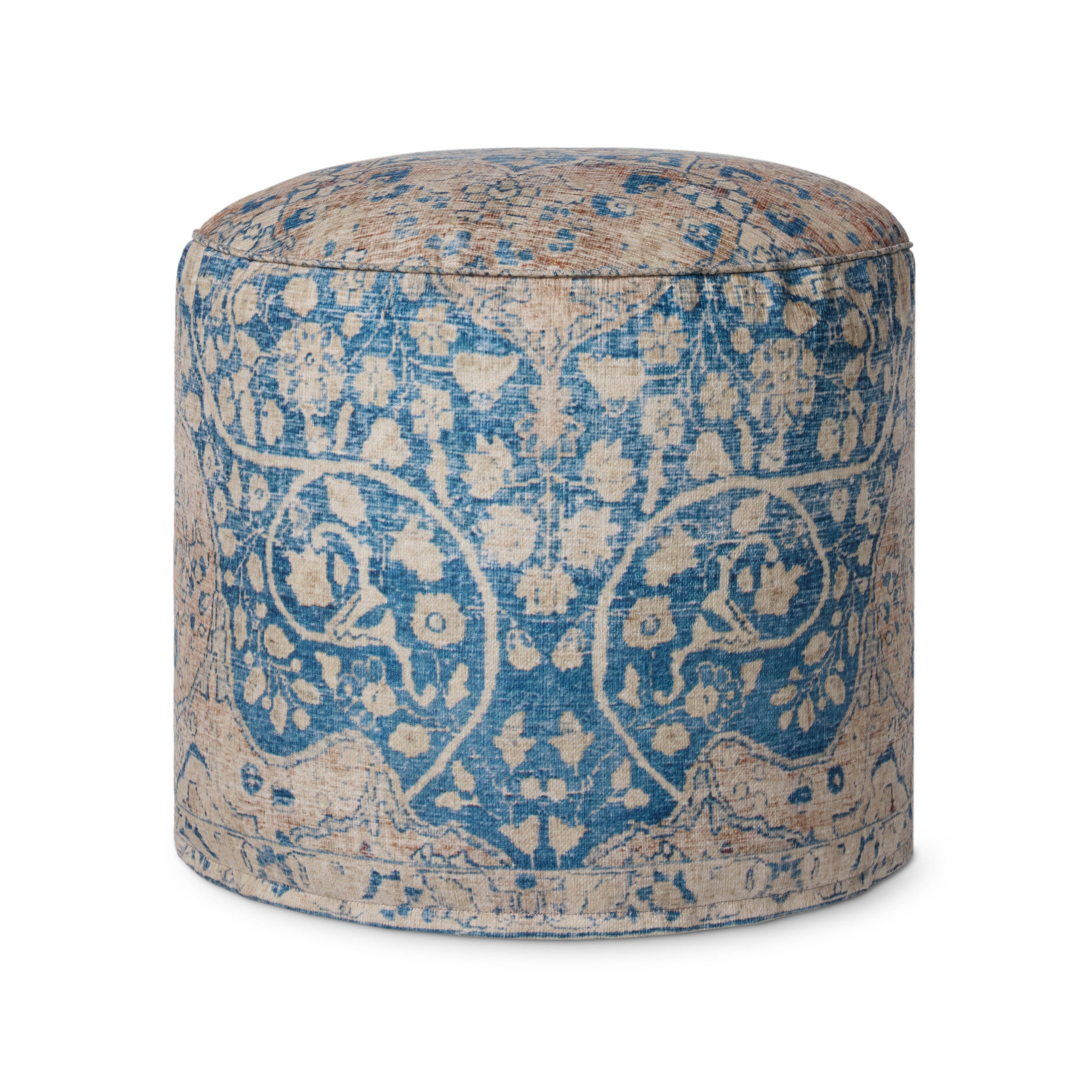 Loloi LPF211 Blue / Tangerine 18 x 18 x 20 Pouf