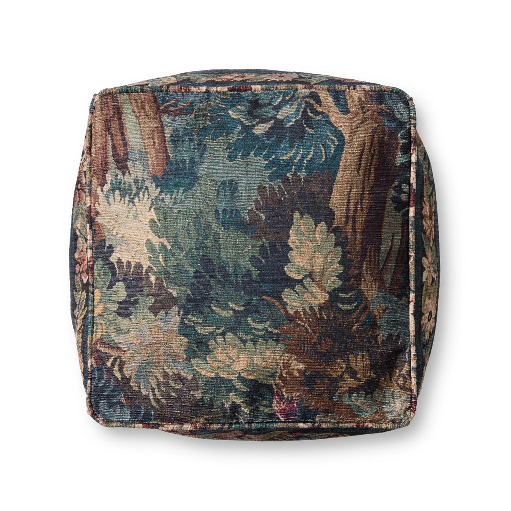 Loloi Blue / Multi Striped Pouf Ottoman
