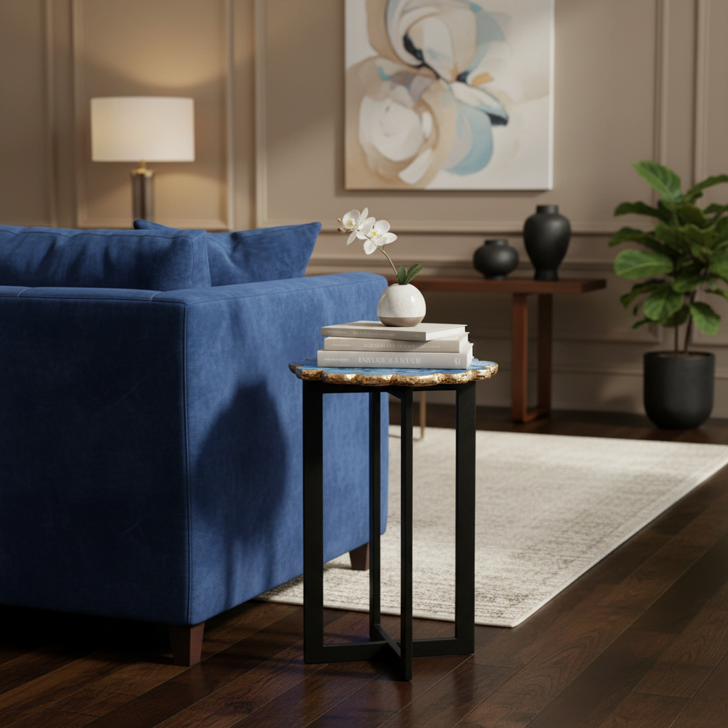 Moe's Home Azul Agate Accent Table Blue