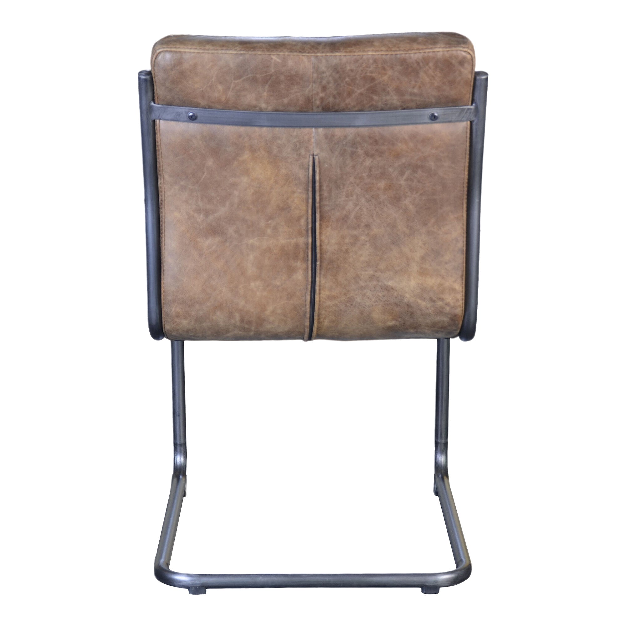 Moe's Home Ansel Dining Chair Grazed Brown Leather - Set of Two