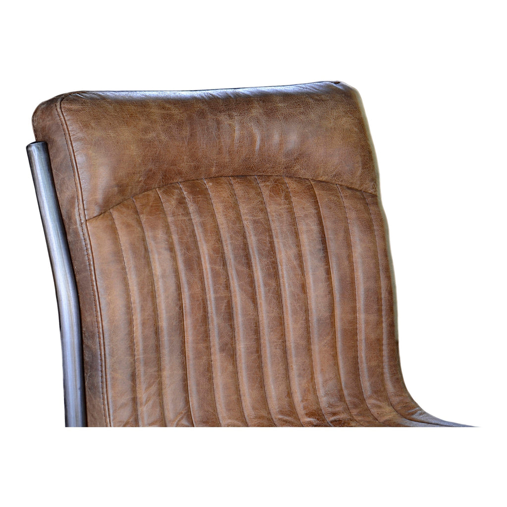 Moe's Home Ansel Dining Chair Grazed Brown Leather - Set of Two