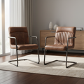 Moe's Home Ansel Arm Chair Grazed Brown Leather - Set of Two