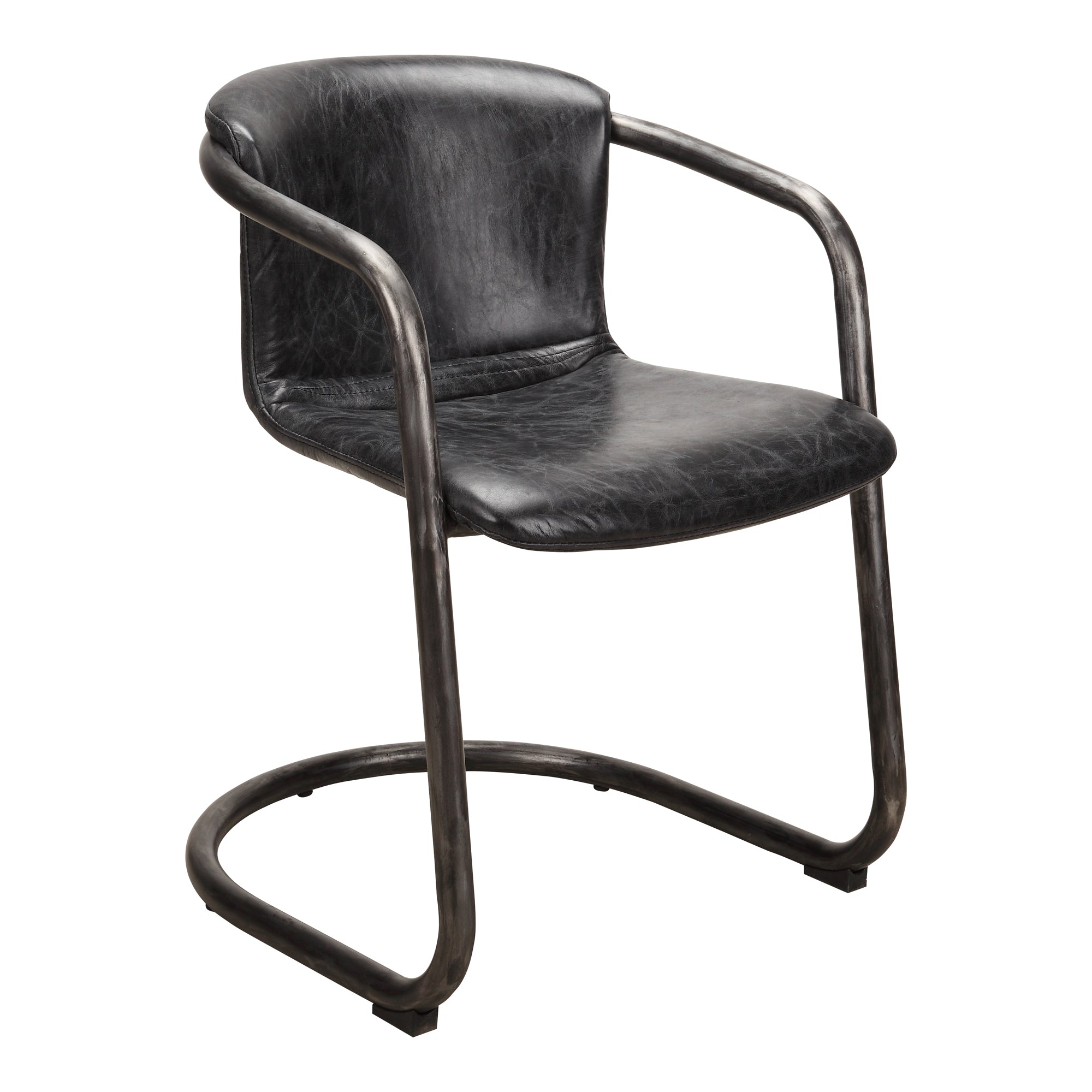 Moe's Home Freeman Dining Chair Onyx Black Leather - Set of Two