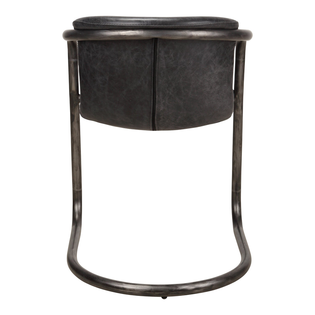 Moe's Home Freeman Dining Chair Onyx Black Leather - Set of Two