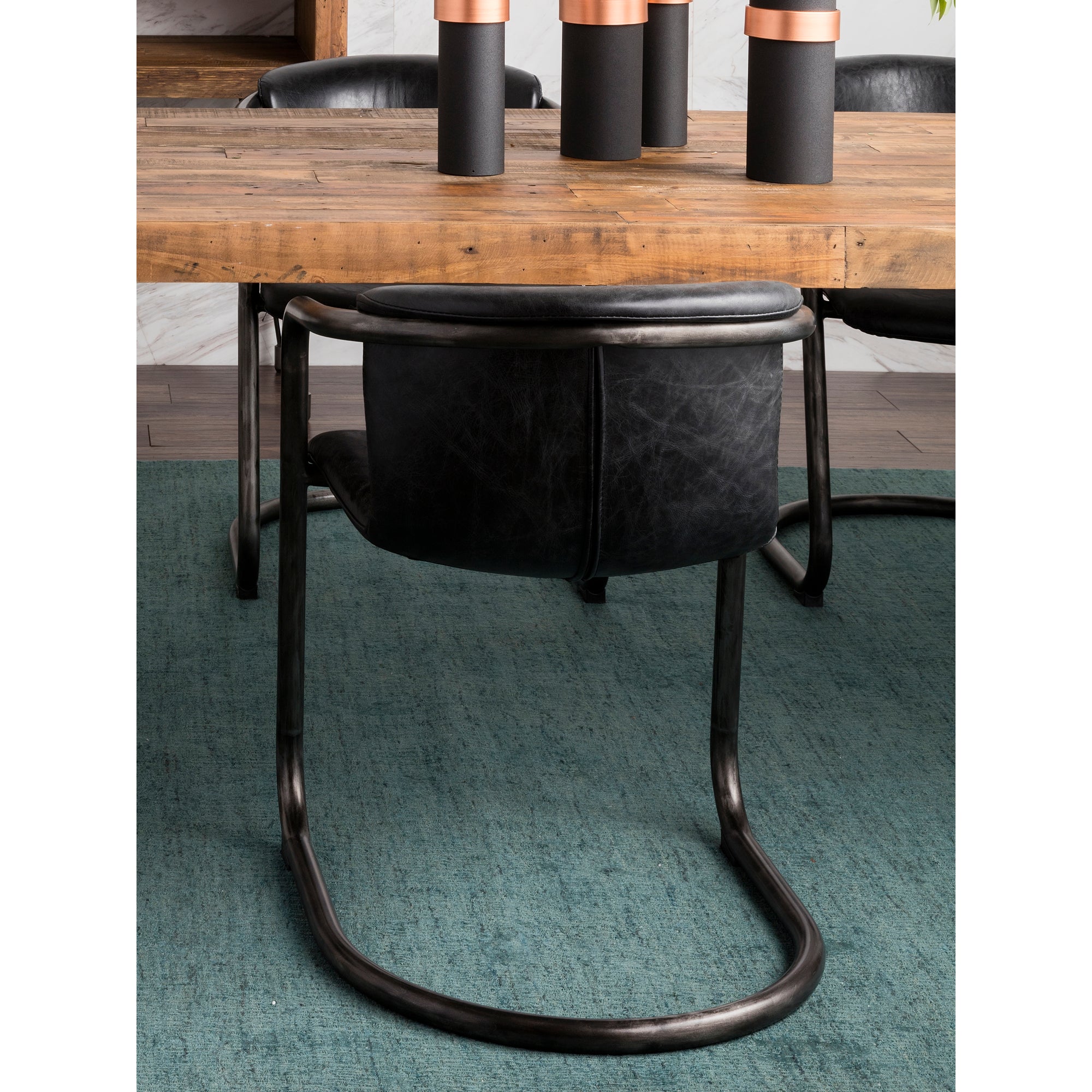 Moe's Home Freeman Dining Chair Onyx Black Leather - Set of Two