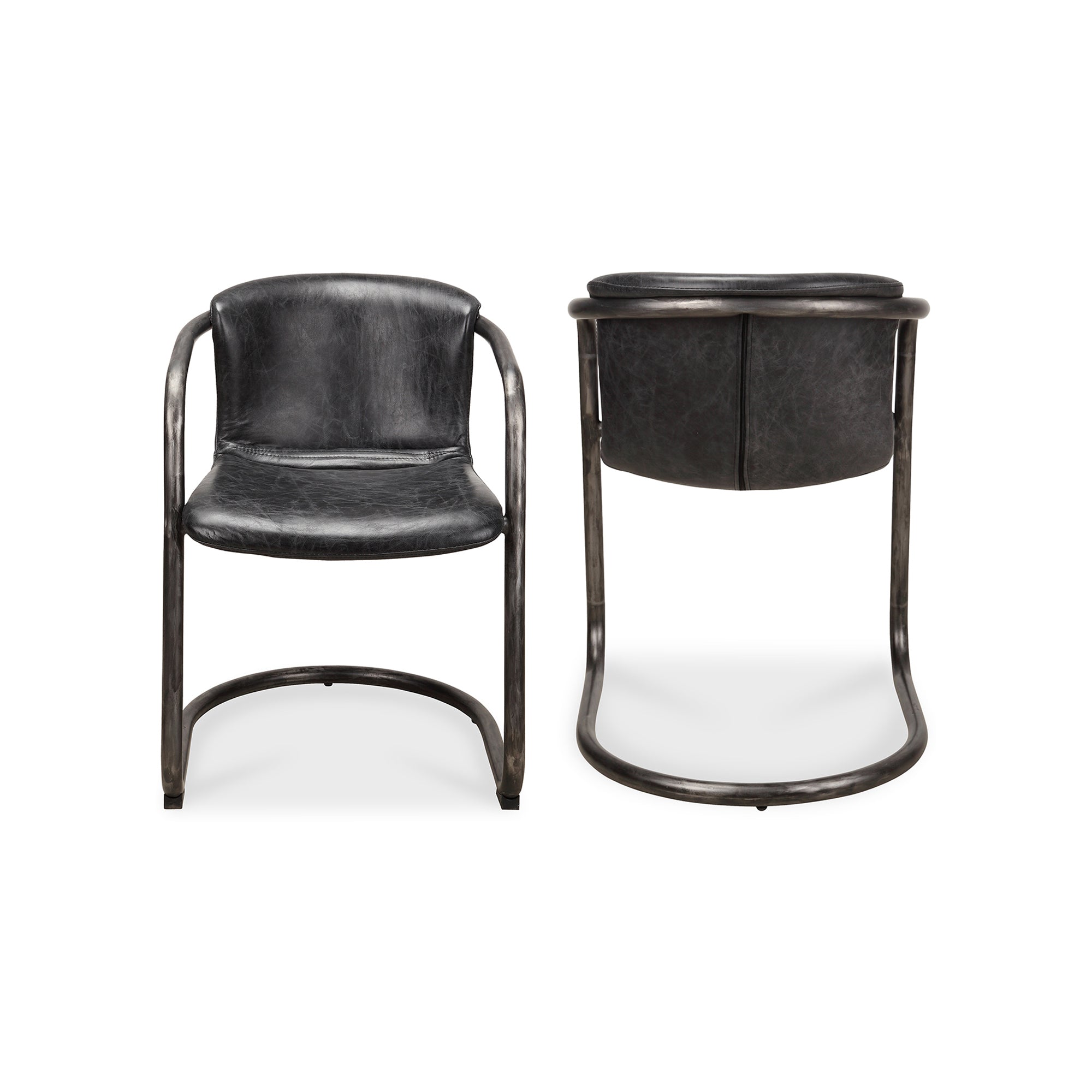Moe's Home Freeman Dining Chair Onyx Black Leather - Set of Two