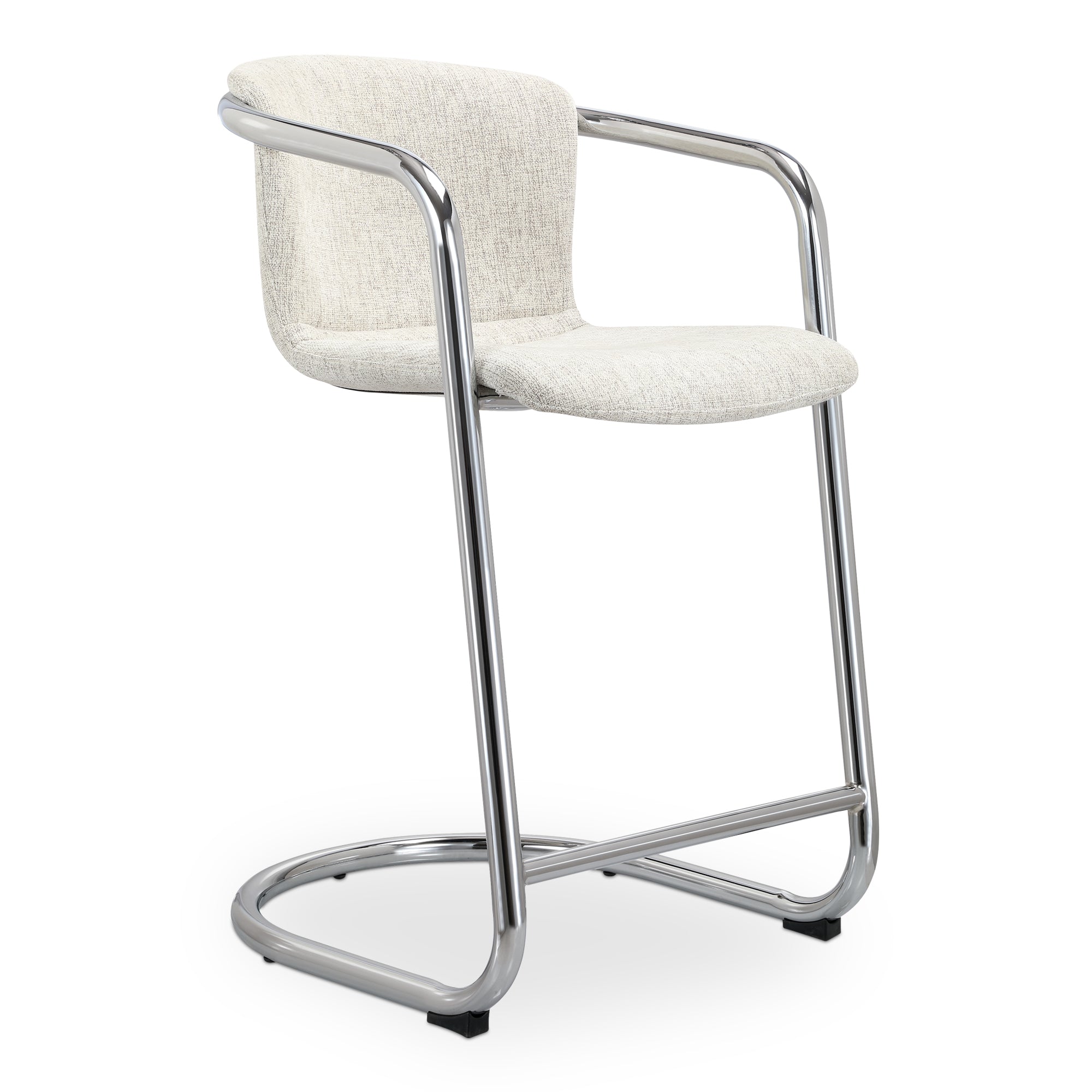 Moe's Home Freeman Chrome Frame Counter Stool Blended Cream - Set of Two