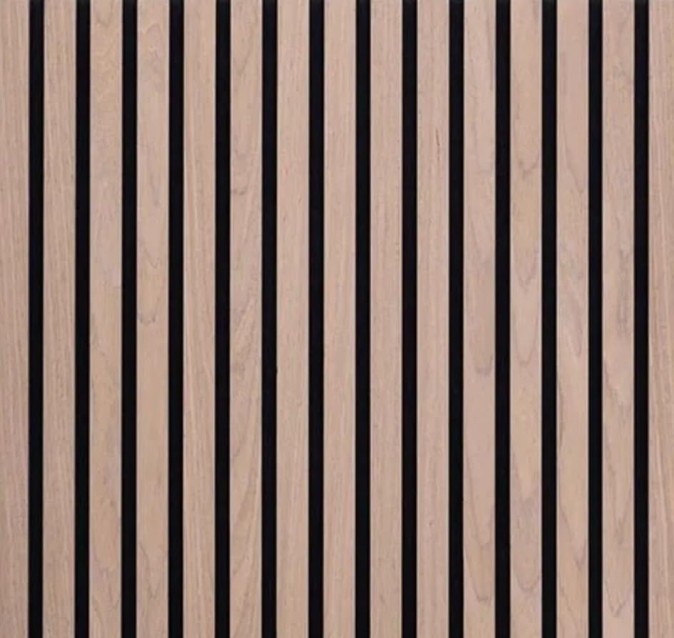 Square Wood Slat Acoustic Wall Panels – Sound Absorbing PET MDF Panels for Home Office Bedroom – Easy Installation
