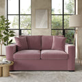 2 Seater Velvet Sofa Bed – Pull-Out Double Sleeper with Cushions & Soft Upholstery – Compact No Assembly Couch for Guest Room or Lounge – Olive, Mint Green or Blush Pink