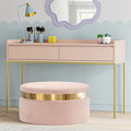 Blush Pink Dressing Table with Gold Legs – Modern Wooden Console Desk with Drawers for Bedroom or Vanity Area