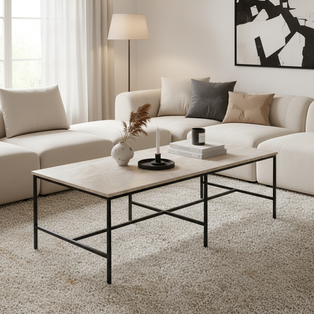 Moe's Home River Coffee Table Botticino Marble