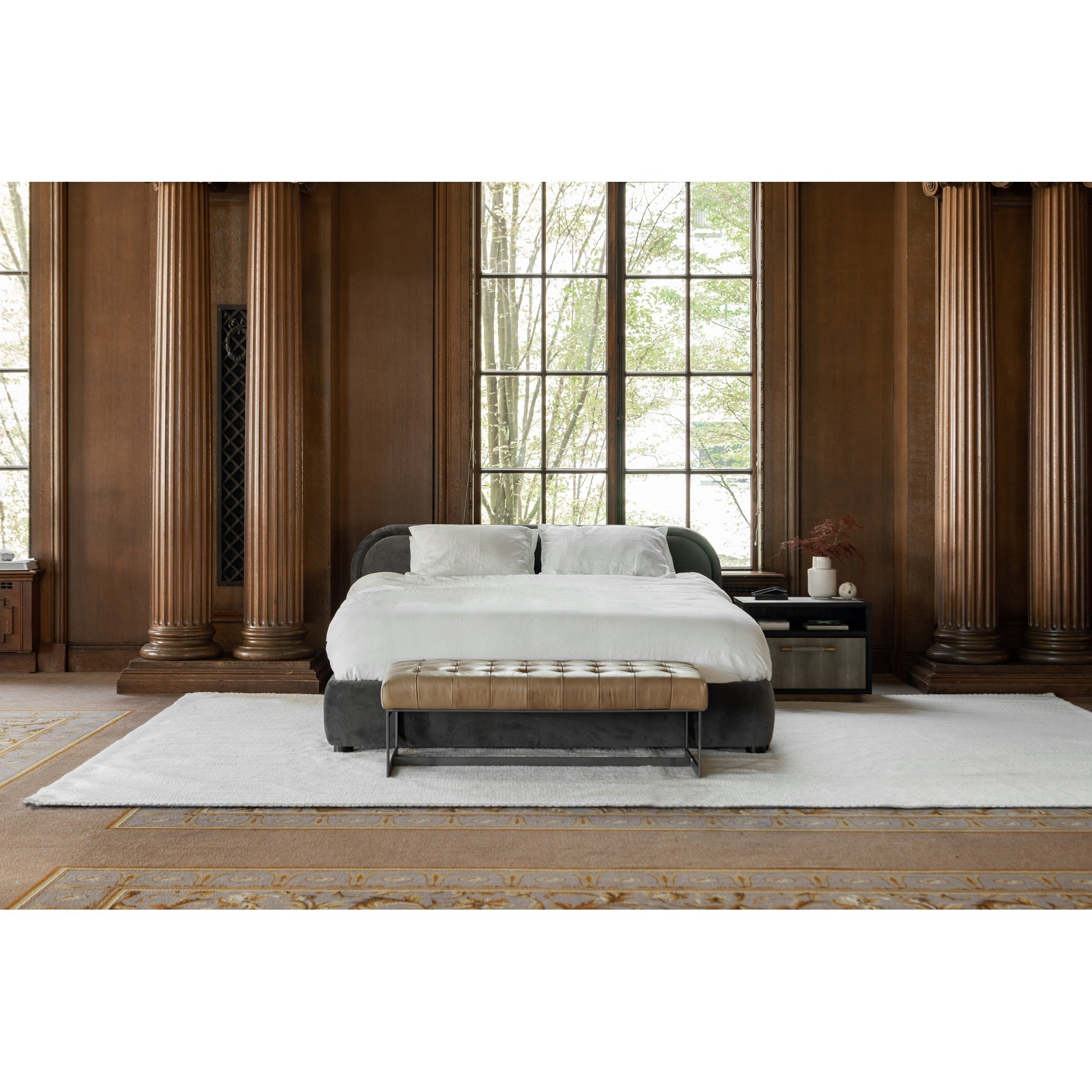 Moe's Home Wyatt Leather Bench Tan
