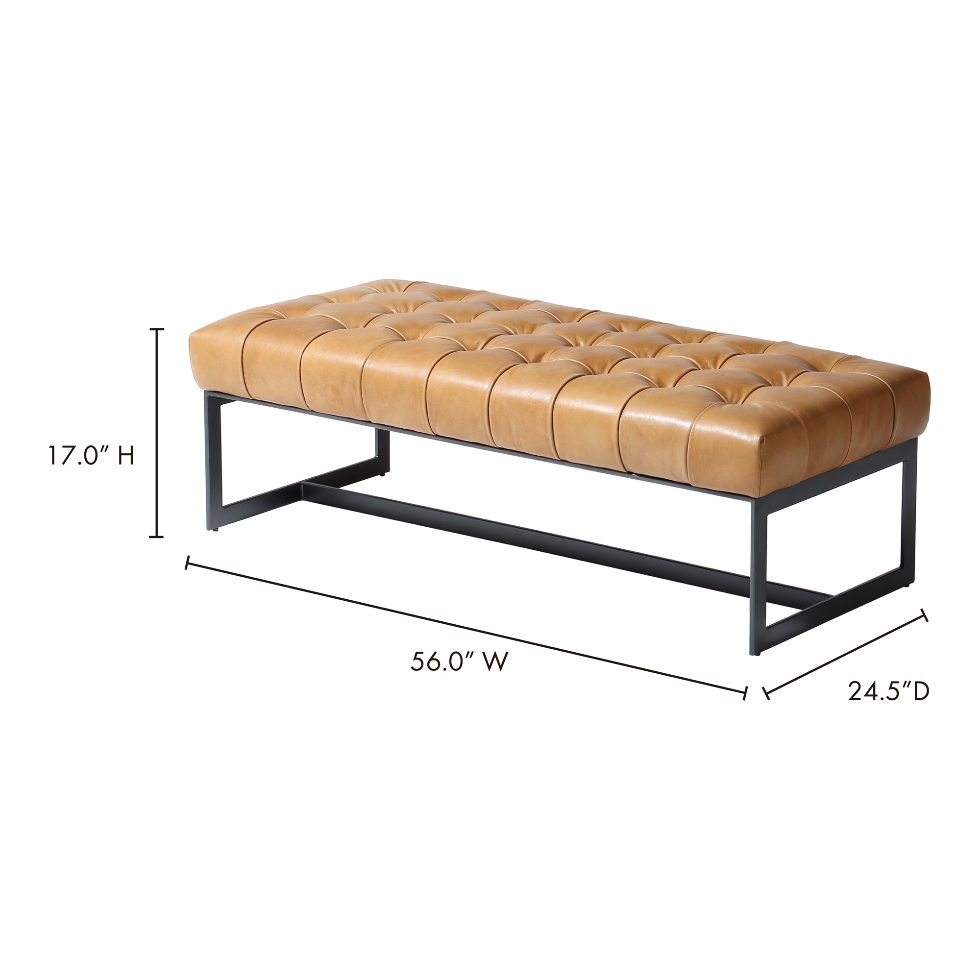 Moe's Home Wyatt Leather Bench Tan