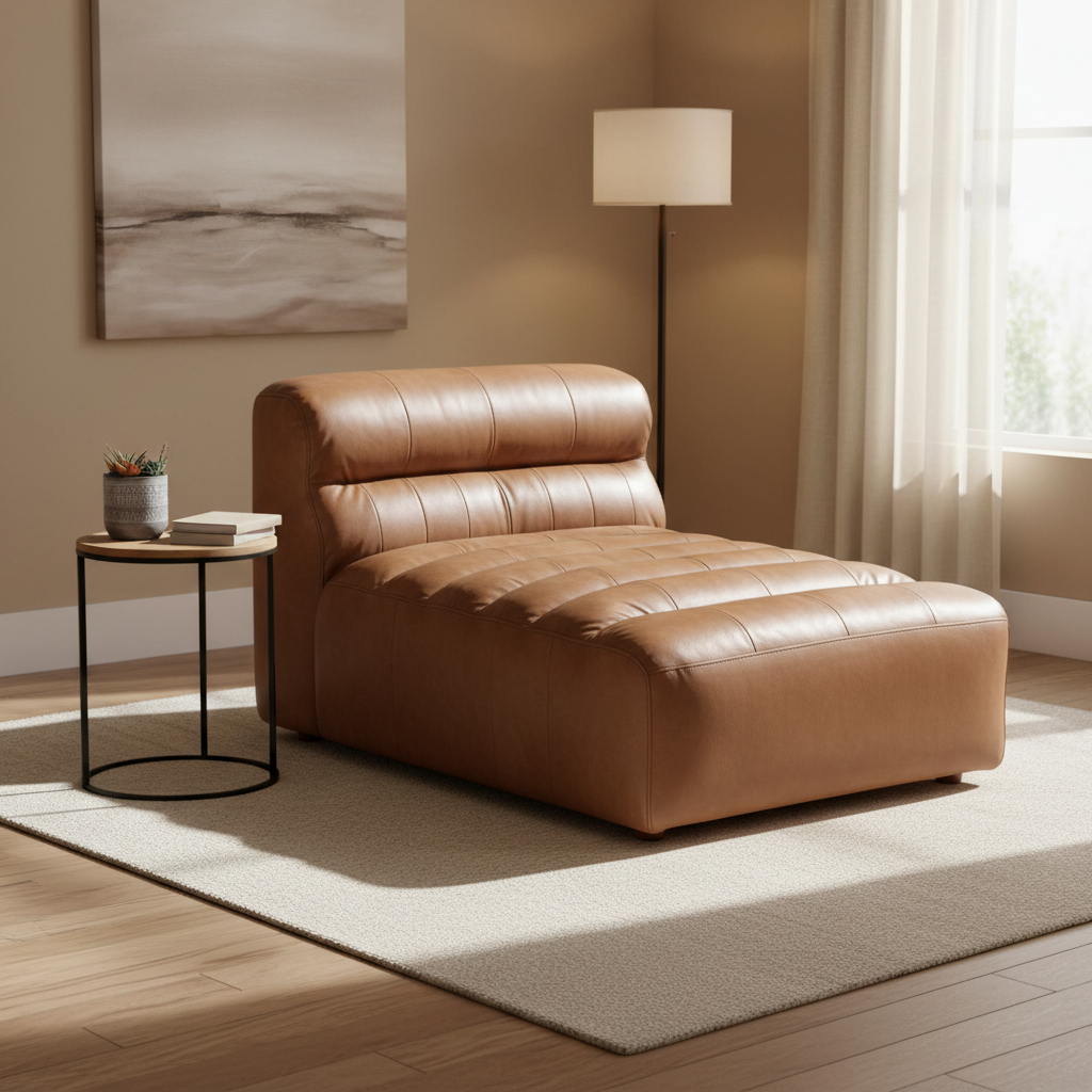 Moe's Home Ramsay Leather Chaise Tan
