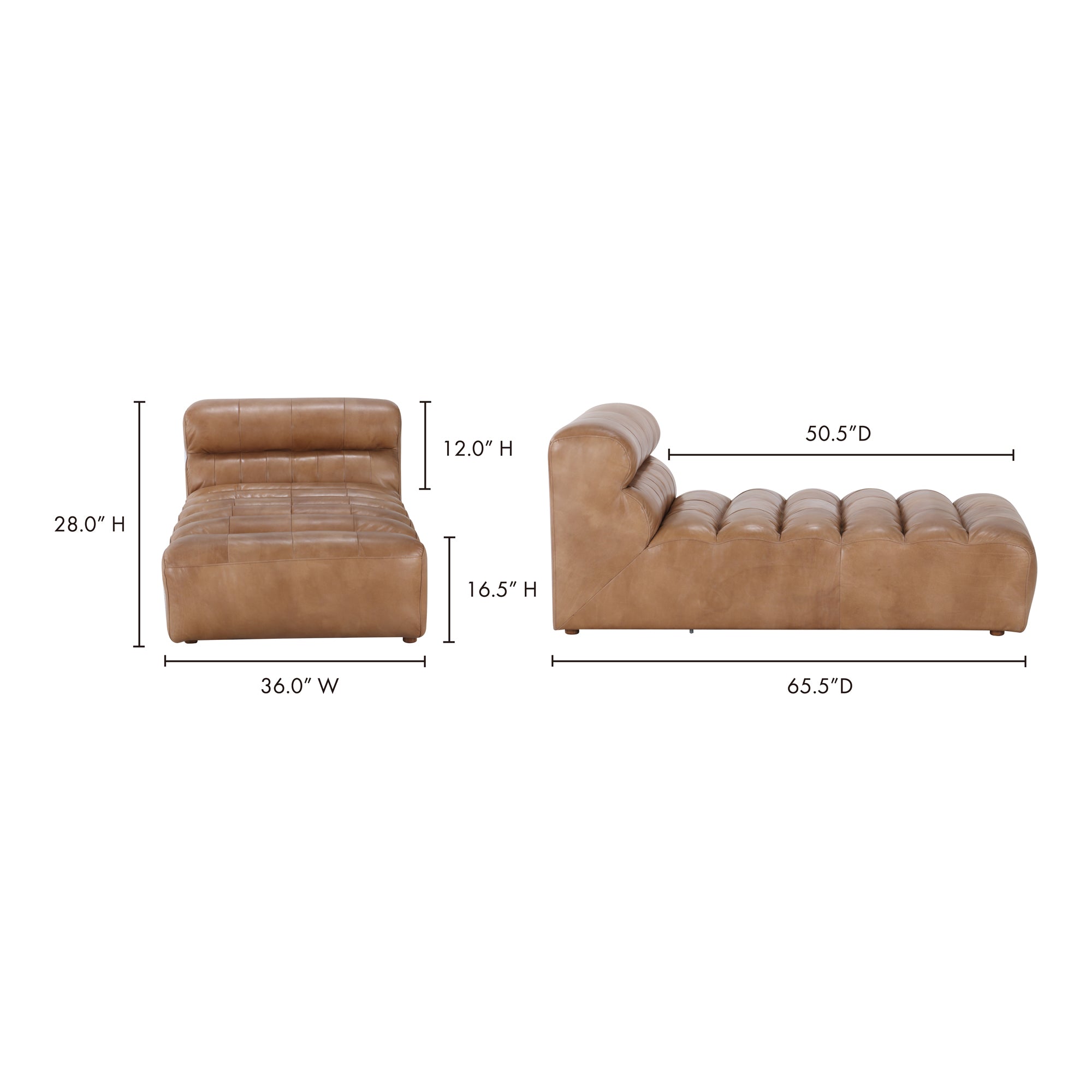 Moe's Home Ramsay Leather Chaise Tan