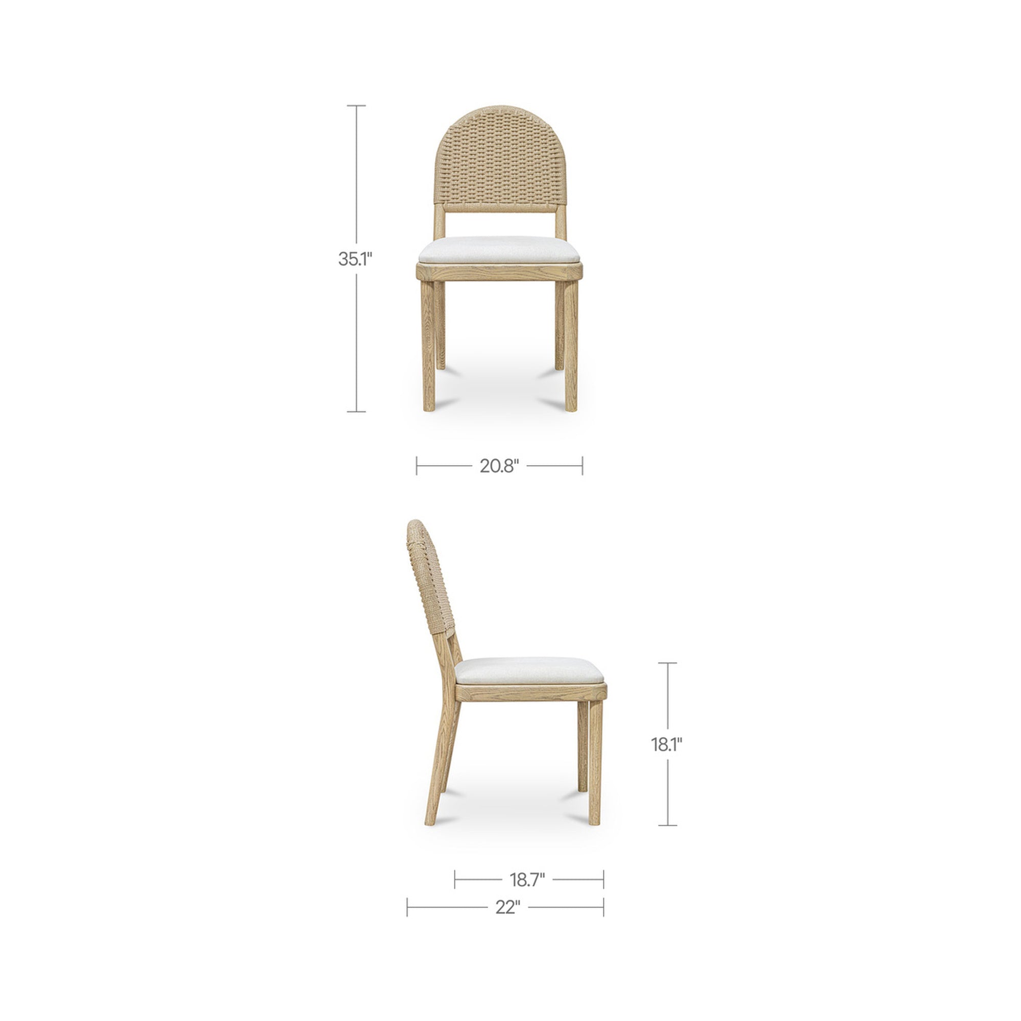 Moe's Home Claire Dining Chair Natural - Set of Two