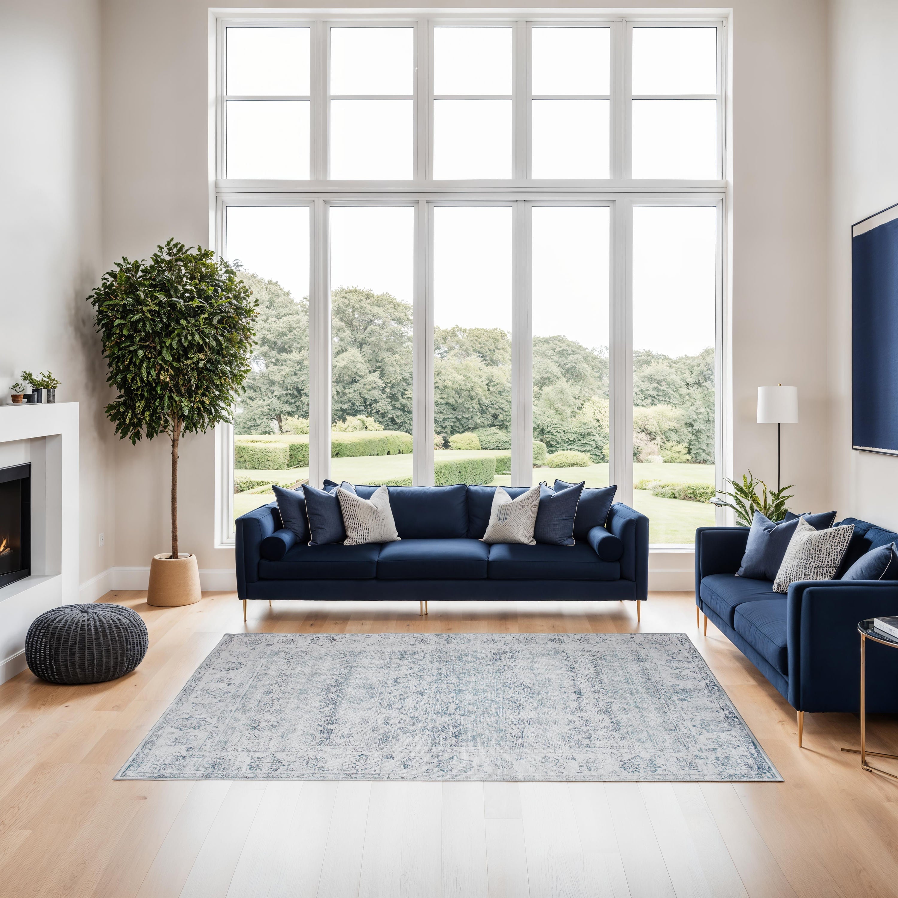 Renwil Chloe 1'2" x 1'2" Ft Handwoven Indoor Rug - Blue / Grey