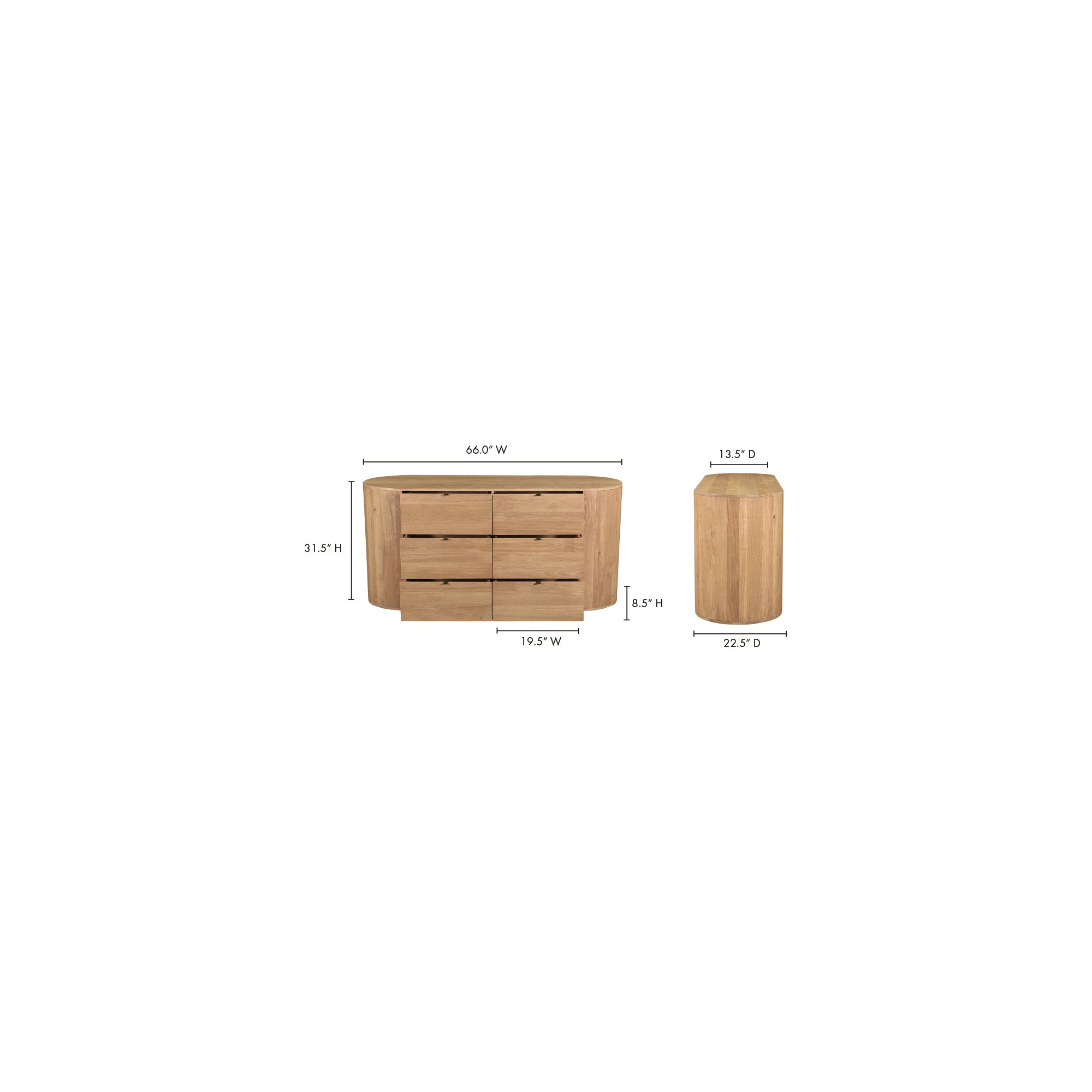 Moe's Home Theo 6 Drawer Dresser Natural