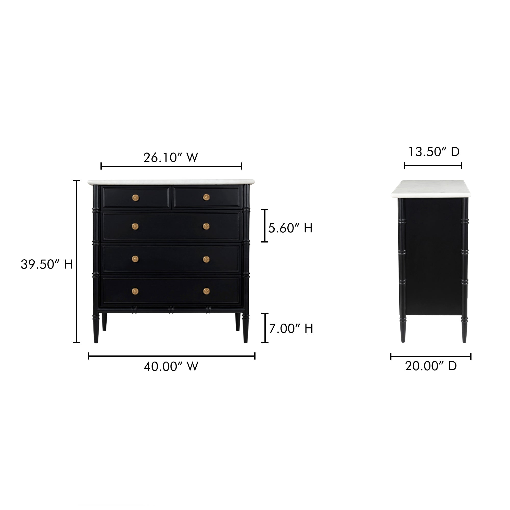 Moe's Home Eleanor 5 Drawer Chest Black