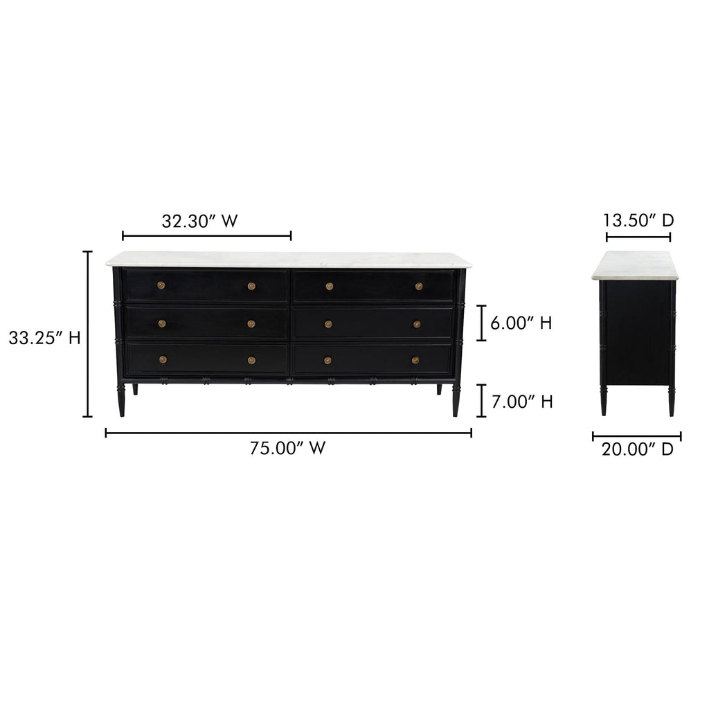 Moe's Home Eleanor 6 Drawer Dresser Black