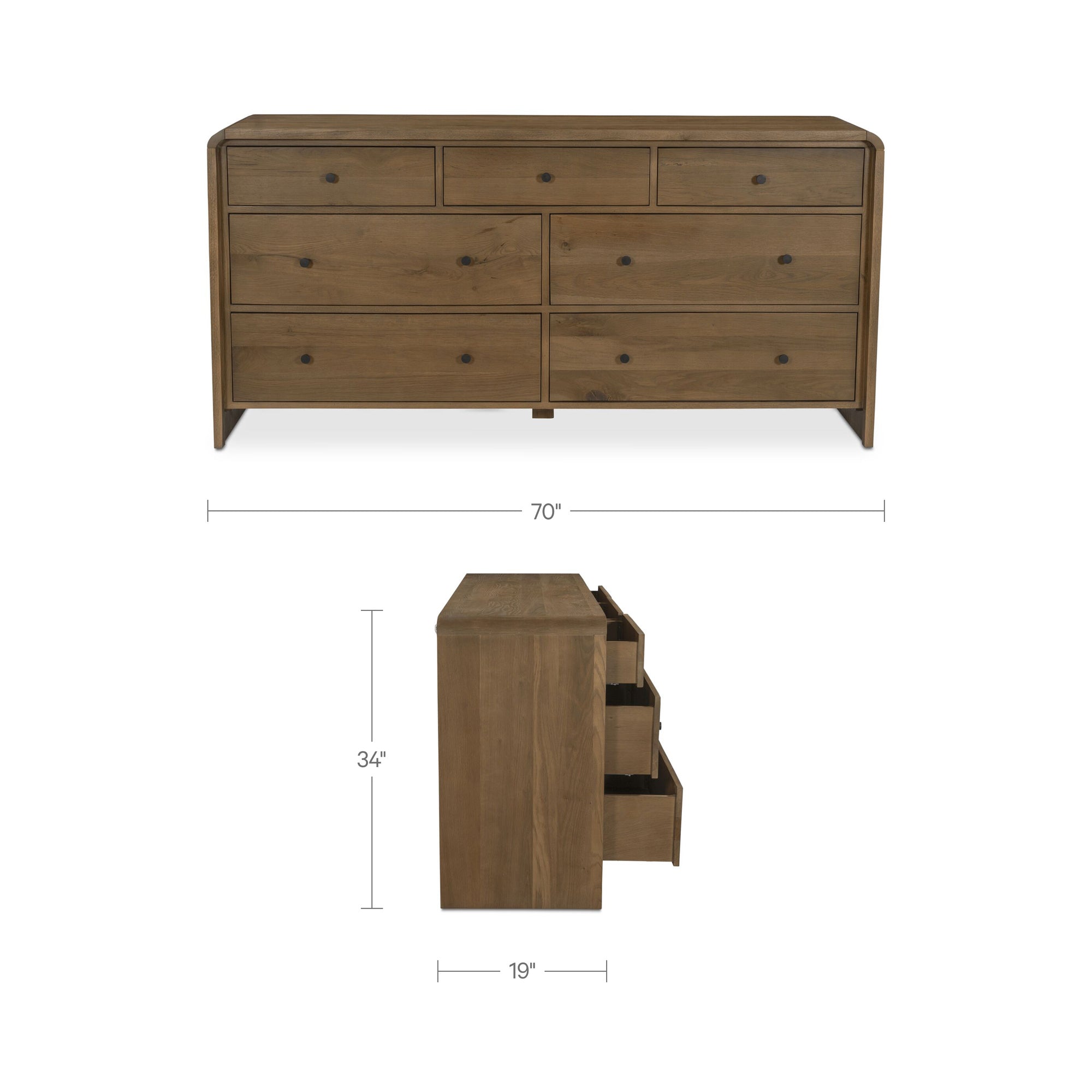 Moe's Home Riley 7 Drawer Dresser Oak