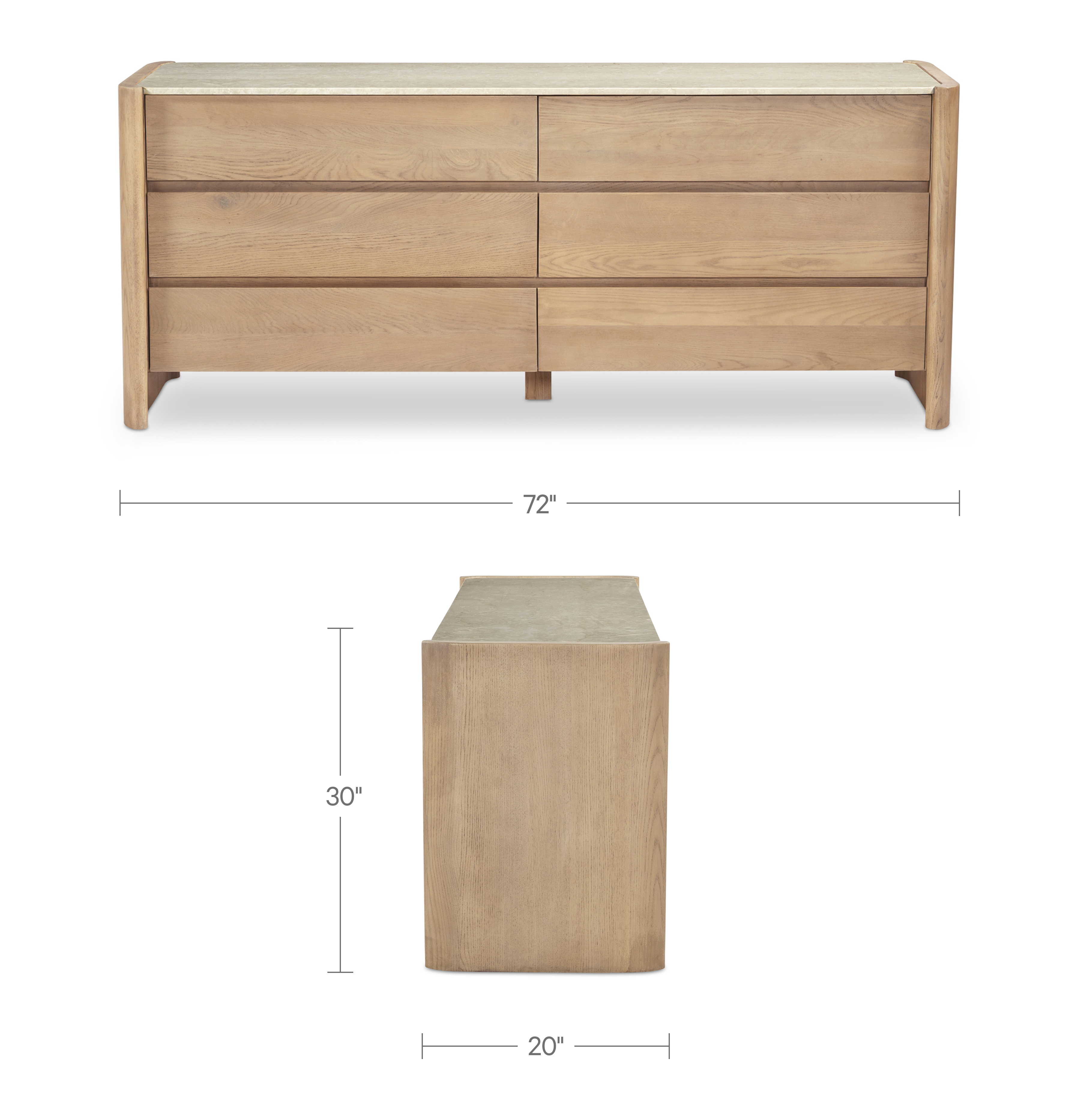 Moe's Home Lane 6 Drawer Dresser Natural