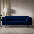 Navy Velvet Click Clack Sofa Bed 3 Seater  Modern Space-Saving Sofa UK
