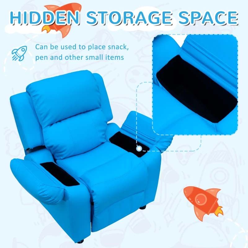 Kids Recliner Armchair with Storage  Comfortable Blue and pink Chair for Children’s Rooms UK