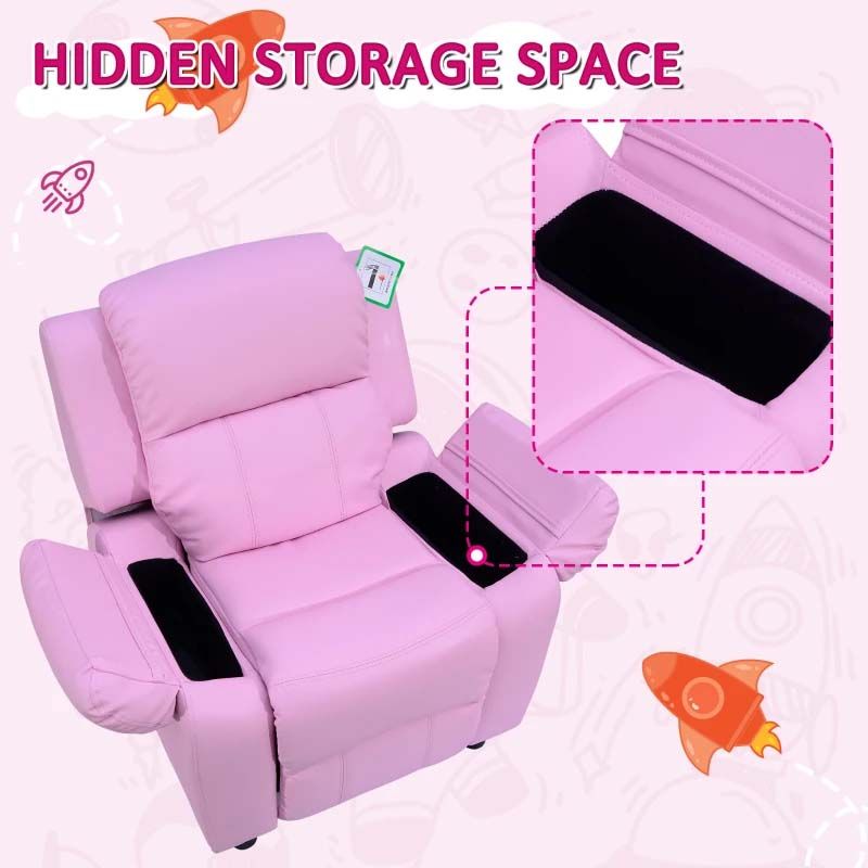 Kids Recliner Armchair with Storage  Comfortable Blue and pink Chair for Children’s Rooms UK