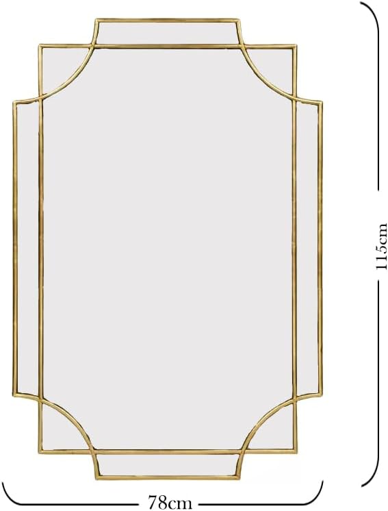 Gold Geometric Wall Mirror 115x78cm – Modern Art Deco Rectangular Mirror for Living Room, Hallway or Bedroom – Luxury Gold Frame Wall Décor