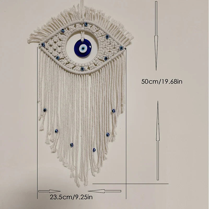 🧿 Evil Eye Macrame Wall Hanging – Handmade Boho Home Decor Tapestry
