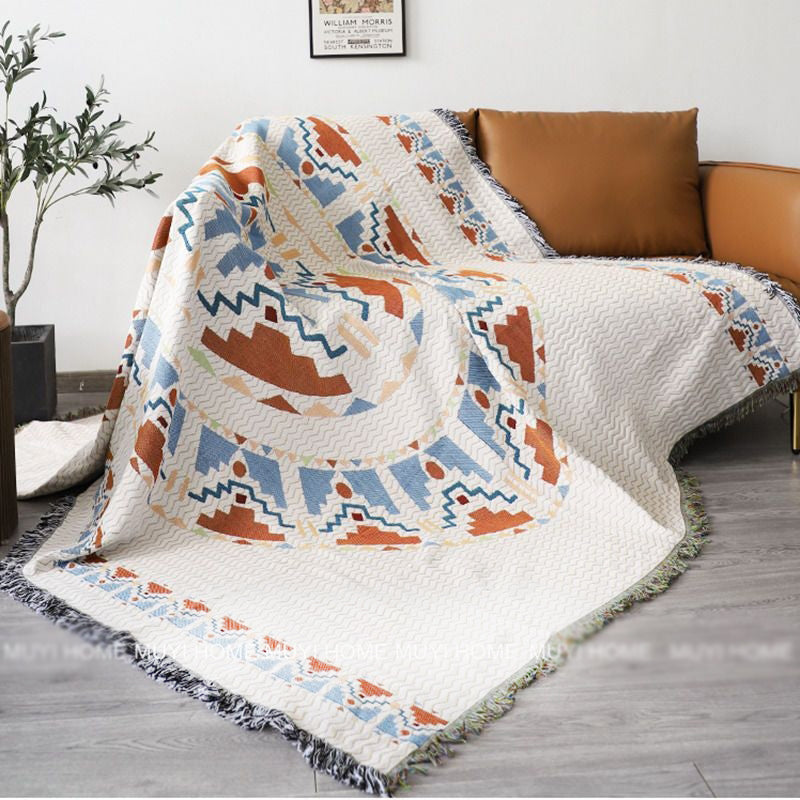 Bohemian Plaid Tassel Throw Blanket
