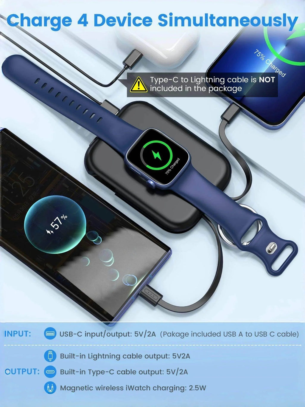 Portable power bank wireless charger