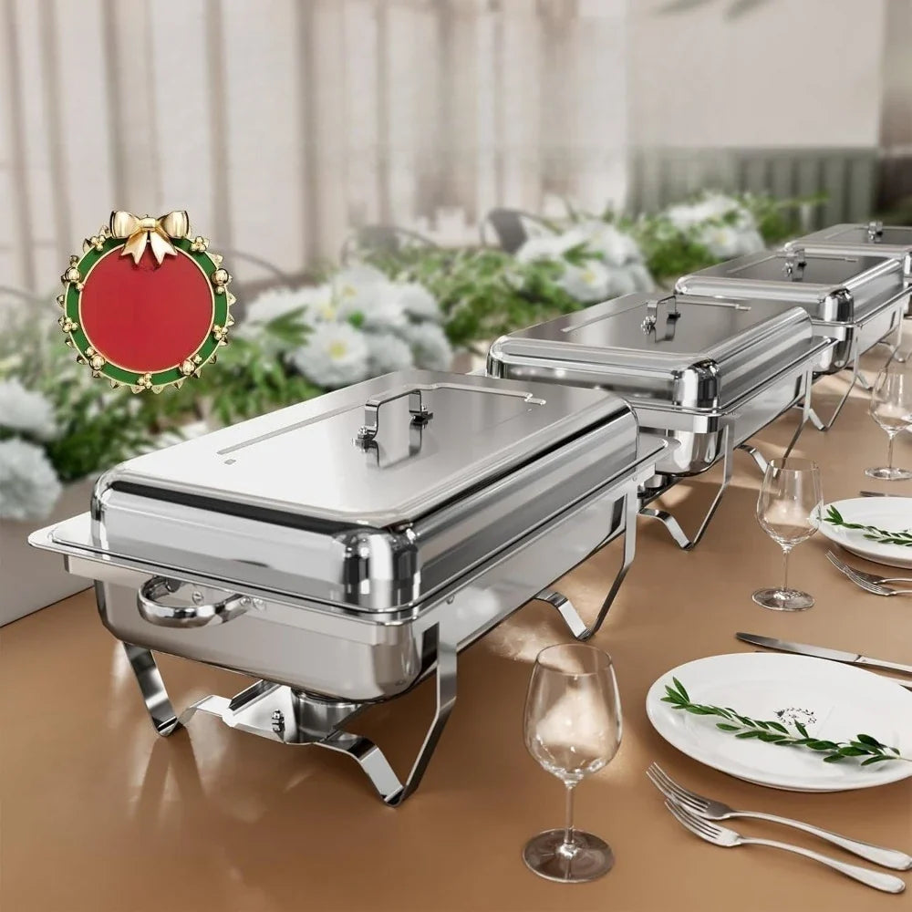 Chafing Dish Buffet Set 3 Grid Stainless Steel Rectangular Catering Chafer Warmer Set Buffet Dishes Warming Set 63.5*35.5*32cm