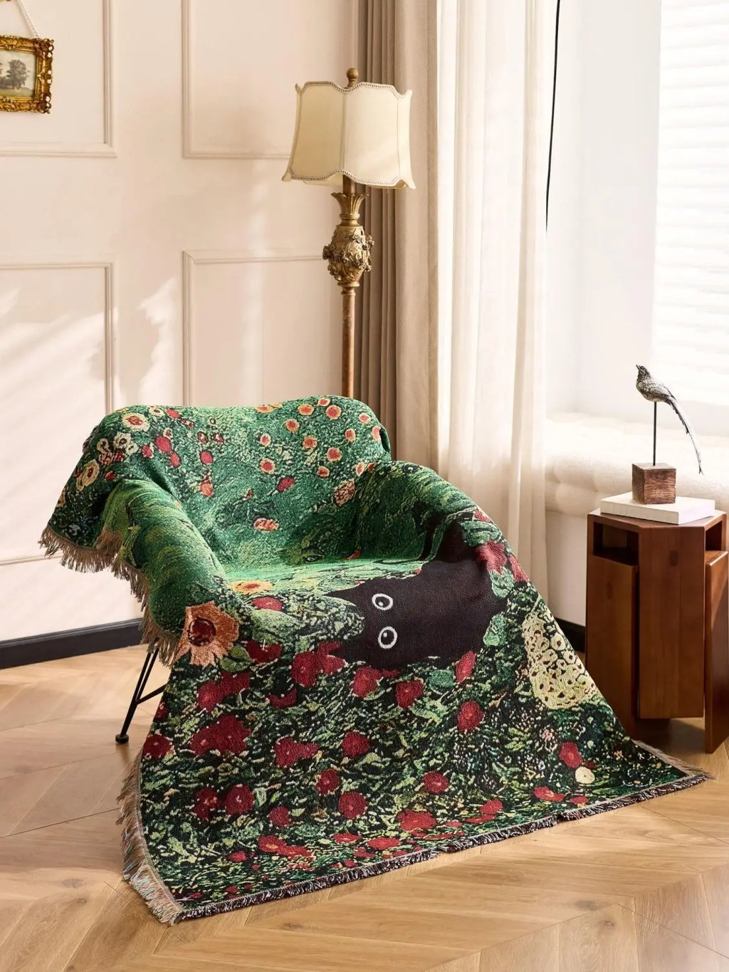 Cat Woven Throw Blanket – Jacquard Tapestry Sofa Cover for Cozy Home & Picnic Use