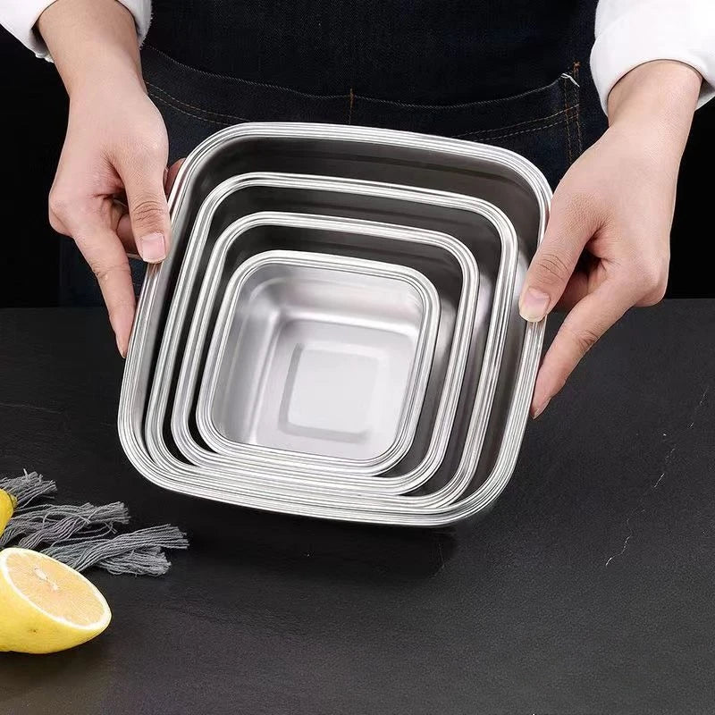 3 Pieces Stainless Steel Food Containers Food Storage Box Square Lunch Box 400/750/1200ml