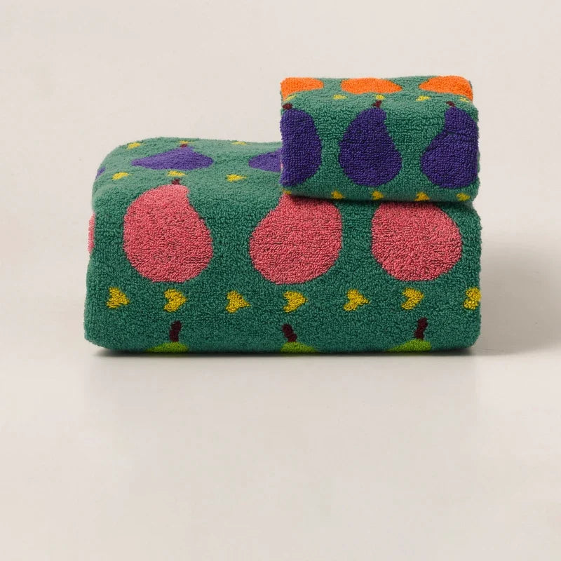Pear Pattern Cotton Soft & Absorbent Boho Bath Towel