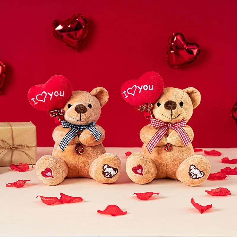 Cartoon Teddy Bear Holding Heart Plush Toy