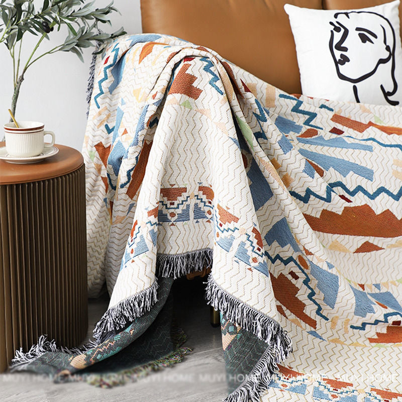 Bohemian Plaid Tassel Throw Blanket