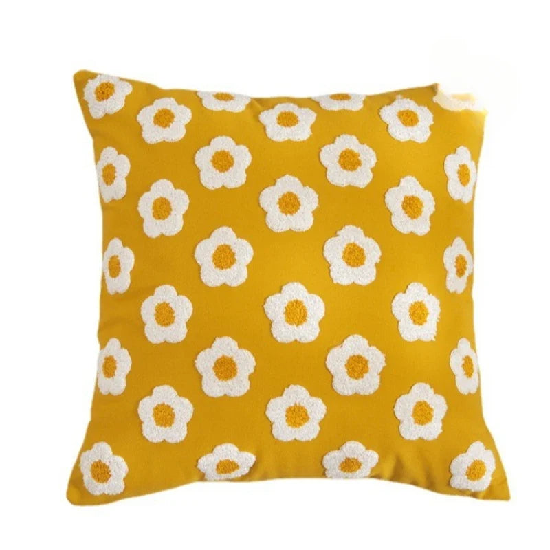 Boho Home Decor Tufted Embroidered Pillowcase – Decorative Throw Pillow Cover for Sofa & Living Room