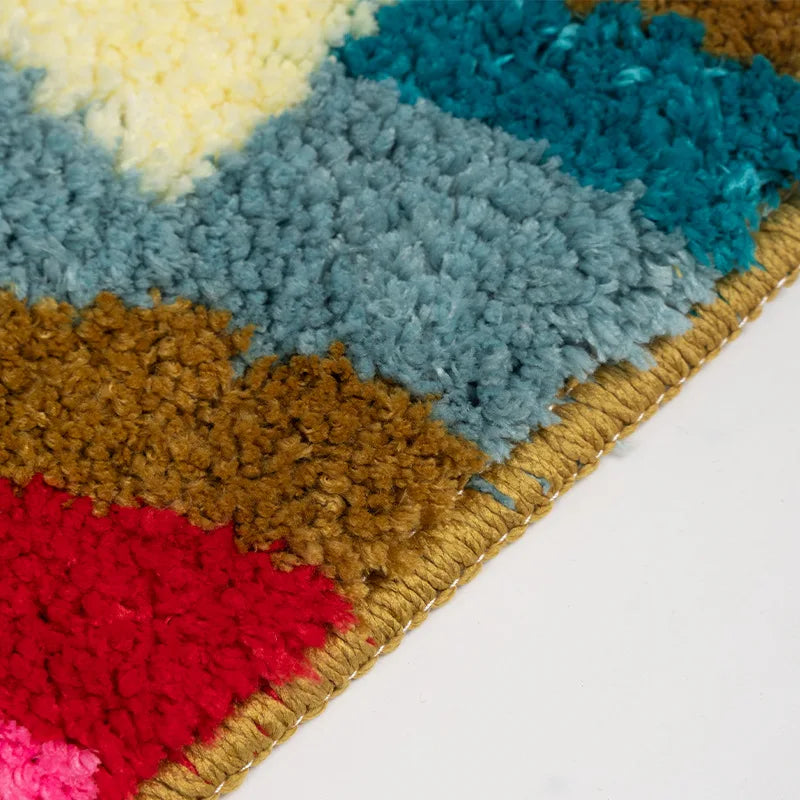 GET NAKED Tufted Bath Mat – Colorful Microfiber Rug for Boho Bathroom Vibes