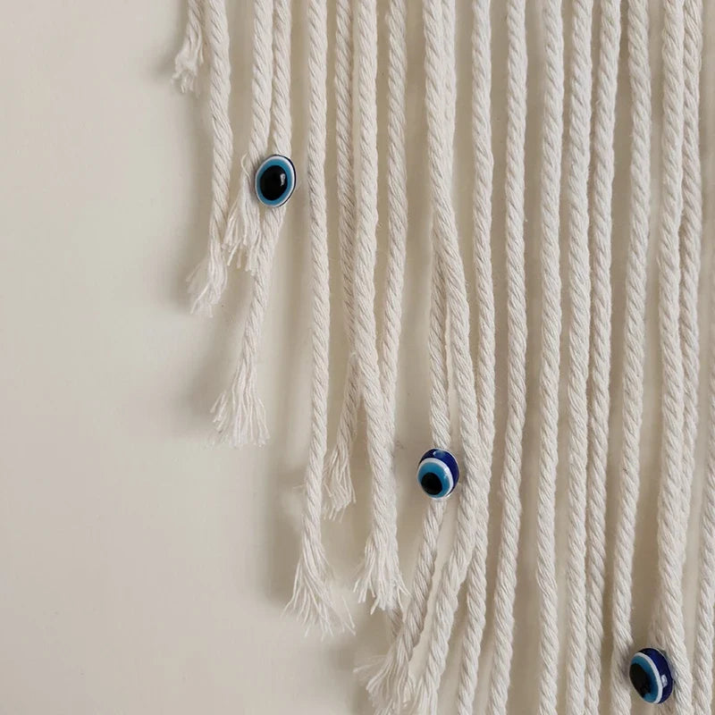 🧿 Evil Eye Macrame Wall Hanging – Handmade Boho Home Decor Tapestry