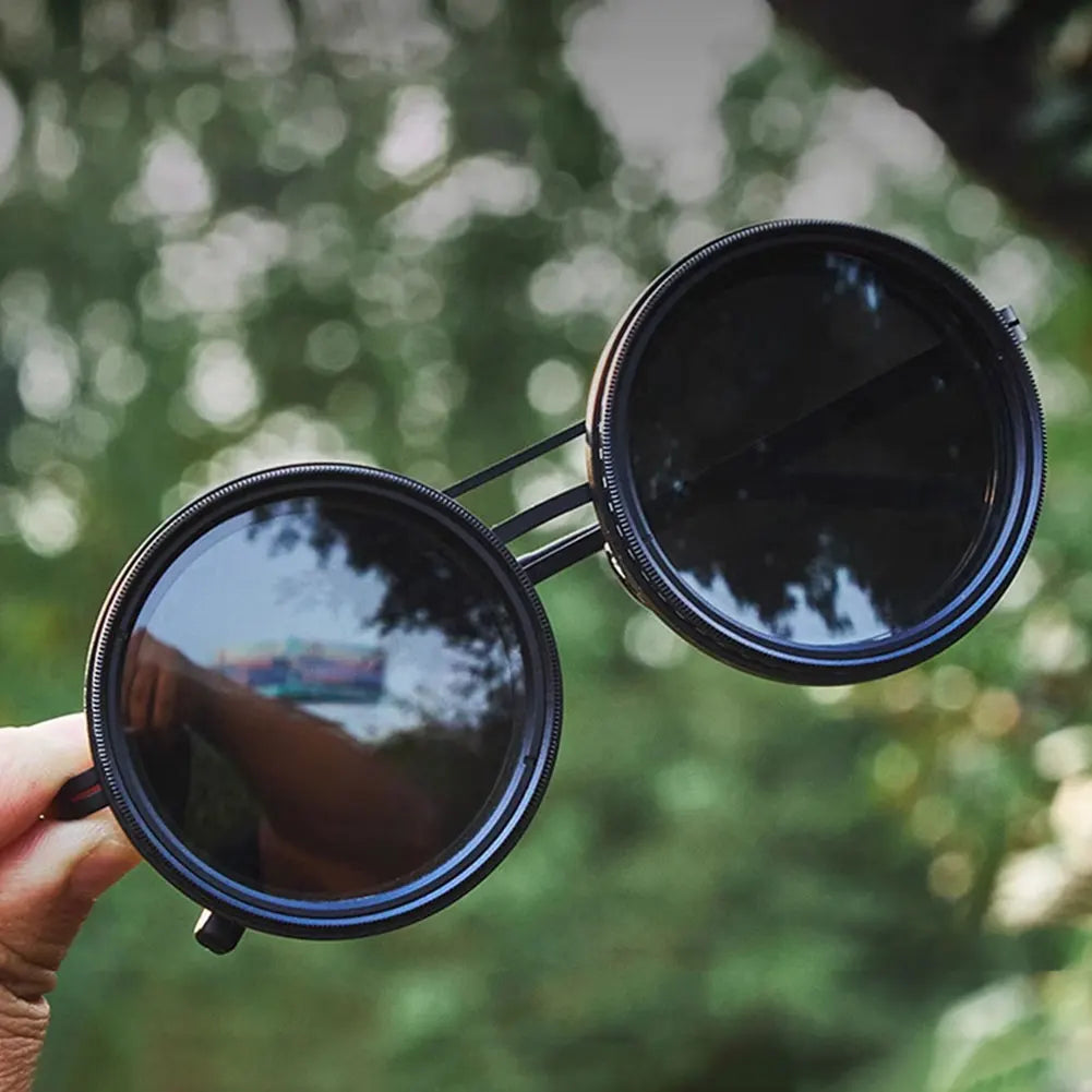 Adjustable Dimming Polarized Sunglasses – Retro Punk Round Style
